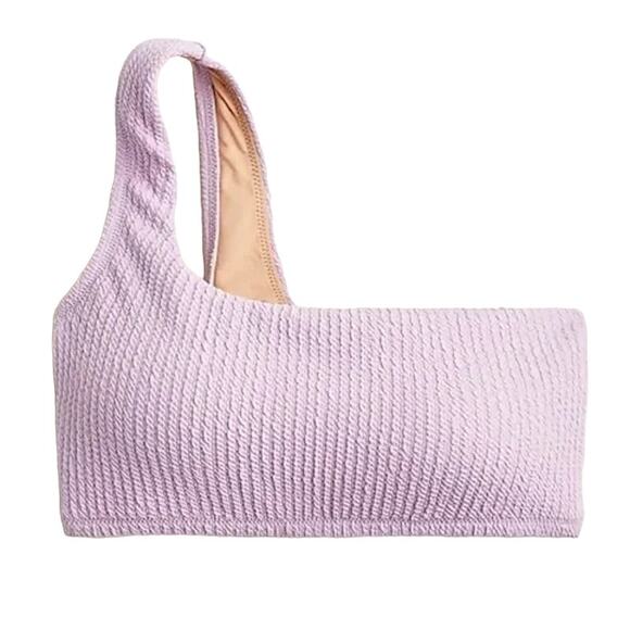 J.Crew Ribbed Textured One-Shoulder Swim Bikini Top Bathing Suit Lavender Sz 3X - Picture 3 of 10